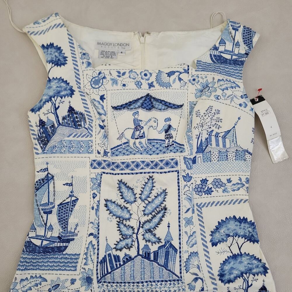 vintage Maggy London sleeveless beaded Patch Boho midi dress Size 4 Petite - Picture 3 of 16